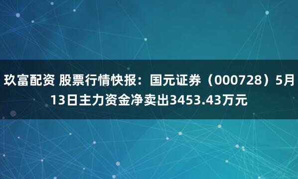 玖富配资 股票行情快报：国元证券（000728）5月13日主力资金净卖出3453.43万元
