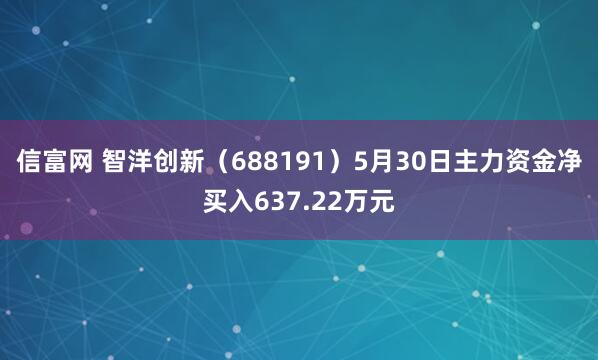 信富网 智洋创新（688191）5月30日主力资金净买入637.22万元